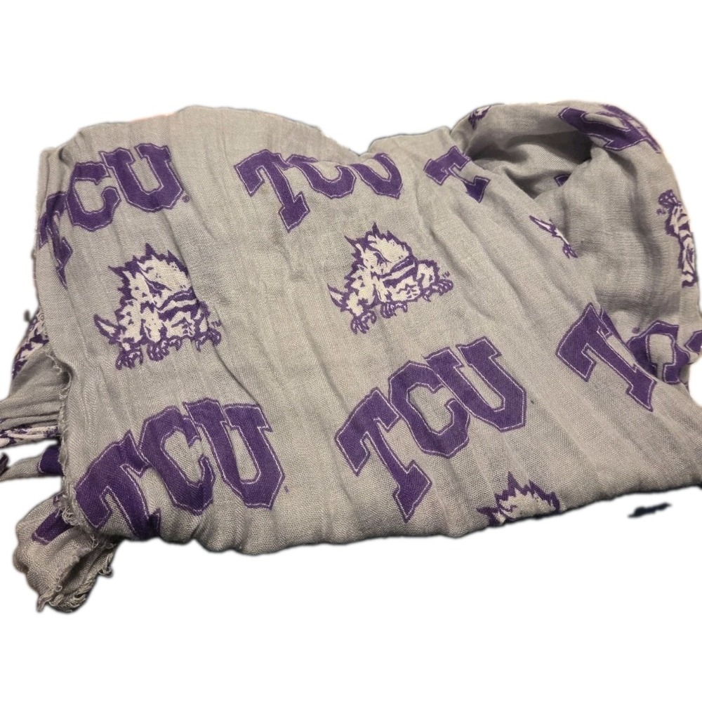 NCAA TCU Horned Frogs Gray Infinity Scarf Viscose Super Soft Lightweight